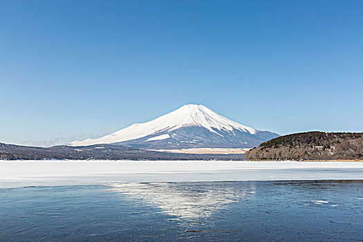 富士山,冰冻,湖
