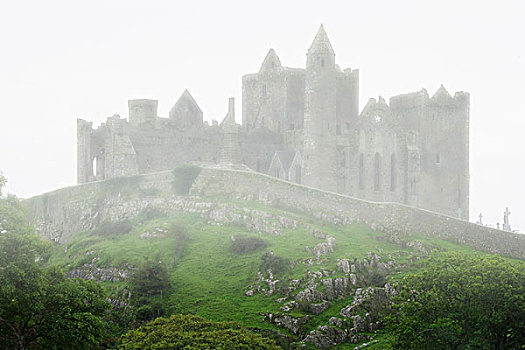 爱尔兰,雾气,凯袖宫,大教堂,要塞,山顶