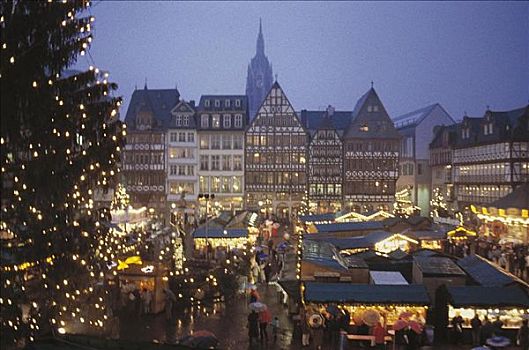 风景,圣诞节,市集,市场,圣诞树,货摊,德国,欧洲