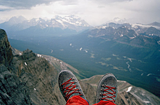 特写,脚,山峦,背景,班芙国家公园,艾伯塔省,加拿大