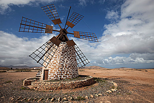 风车,富埃特文图拉岛,加纳利群岛,西班牙,欧洲