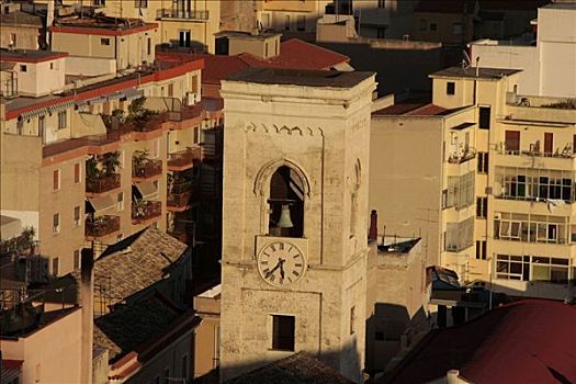 教堂塔,旧城,萨丁尼亚,意大利,欧洲