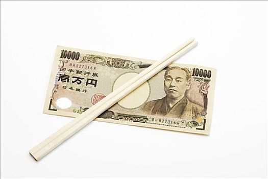 日元,钞票,筷子