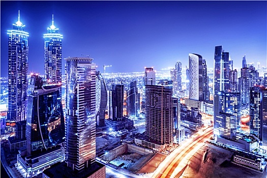迪拜,市区,夜景