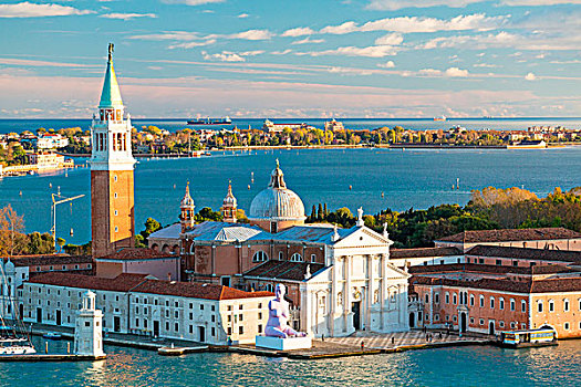 风景,古老,教堂,圣乔治奥,马焦雷湖,威尼斯,背景,威尼托,意大利,欧洲