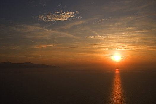 阿尔巴尼亚,日落,上方,地中海