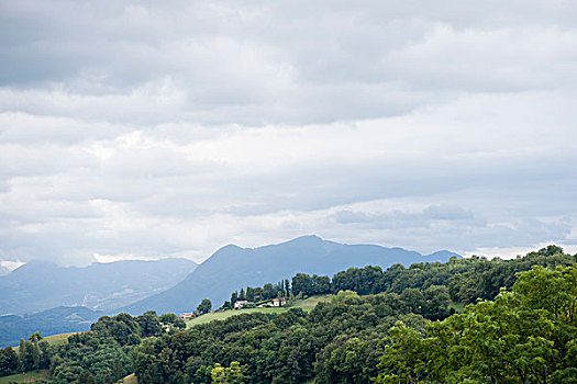 平和,乡村,山,远景