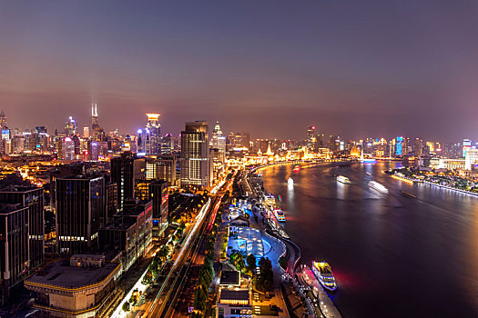 上海,黄浦江,两岸,夜景