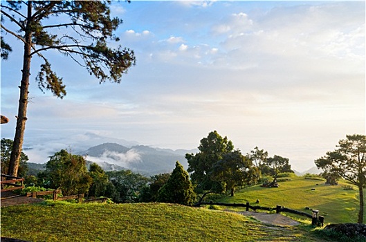 风景,高,山,云,早晨