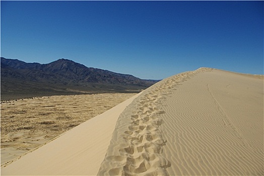 莫哈韦沙漠,沙丘,蓝天,山,加利福尼亚