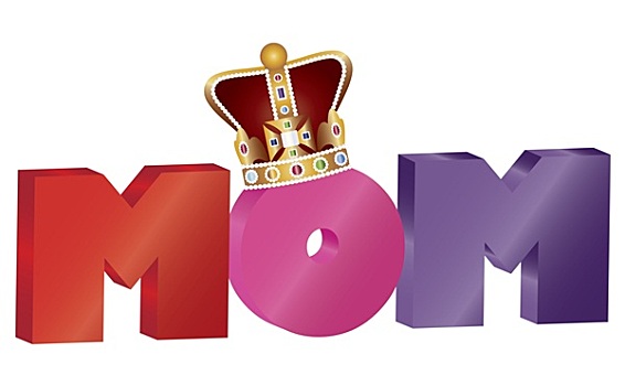 母亲节,妈妈,字母,皇冠,插画