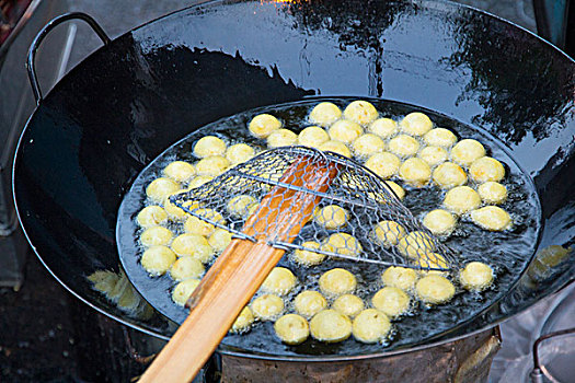 泰国,清迈,土豆,球,油炸,街边市场