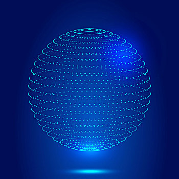 由点,粒子组成的三维球体,网络科技,技术概念抽象图形