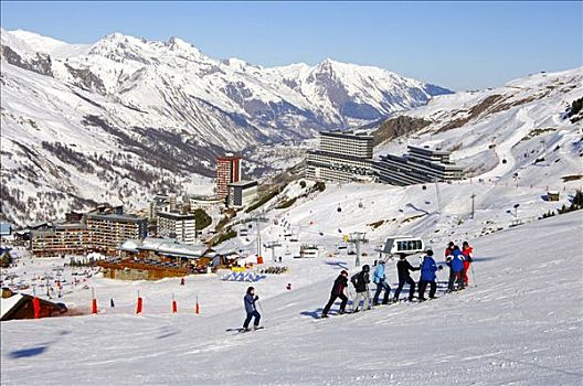 滑雪,授课,滑雪胜地,法国
