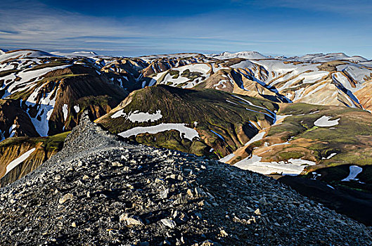 风景,火山,雪冠,流纹岩,山峦,兰德玛纳,自然,自然保护区,高地,冰岛,欧洲