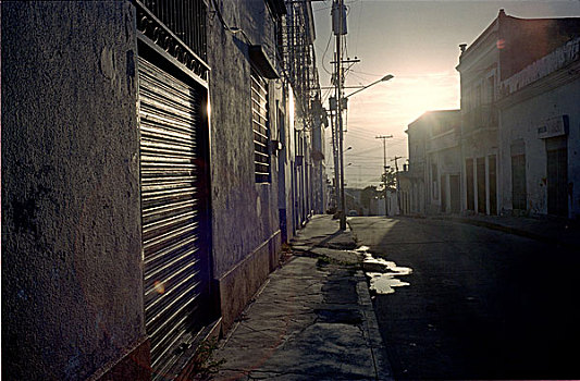 日落,背影,街道,委内瑞拉