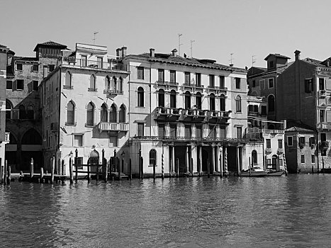 大运河,威尼斯,黑白