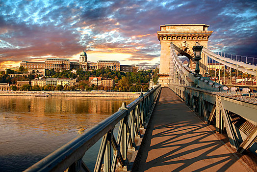 链索桥,吊桥,上方,多瑙河,害虫,布达佩斯,匈牙利,欧洲