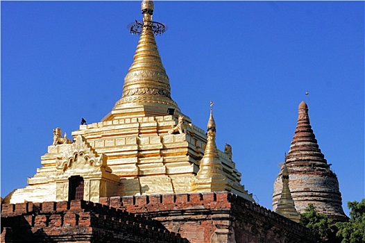 金色,佛教寺庙,蒲甘,缅甸
