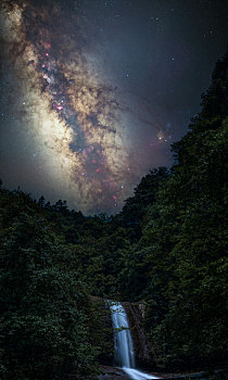 重庆四面山大瀑布星空银河