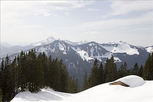 积雪,山峦,阿尔卑斯小屋
