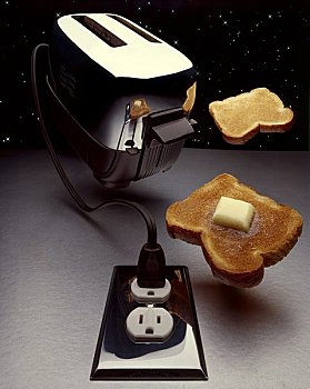 烤面包机,漂浮,星空,背景