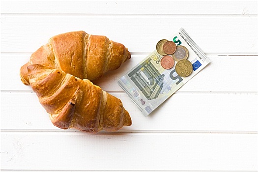 两个,牛角面包,欧元