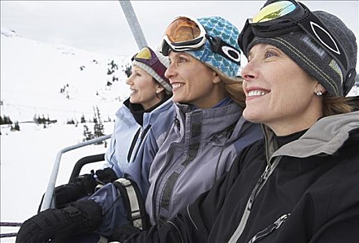女人,滑雪缆车,加拿大