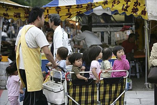 幼儿园,孩子,巨大,婴儿车,班级旅行,东京,日本,亚洲