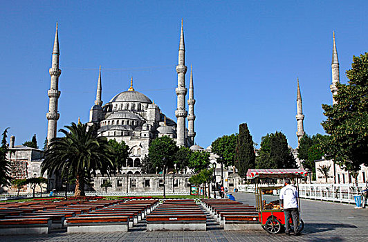 土耳其,伊斯坦布尔,市区,地区,藍色清真寺,清真寺,蓝色清真寺
