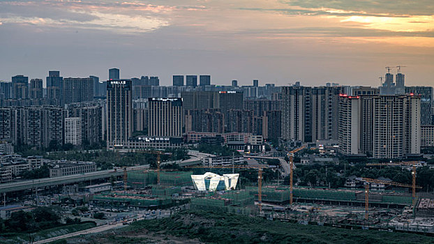 成都城北城市天际线夜景