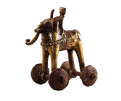 印度,青铜,大象,庙宇,玩具,雕塑,轮子,骑乘