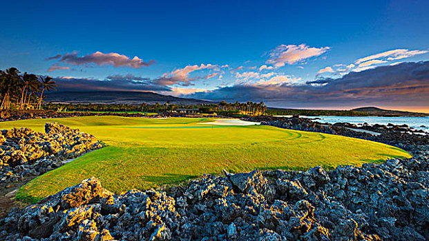 洞,四季,高尔夫球场,柯哈拉海岸,夏威夷大岛,夏威夷,美国