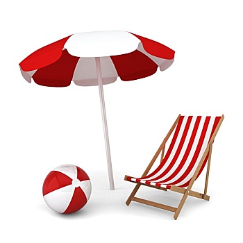 海滩伞,椅子,球