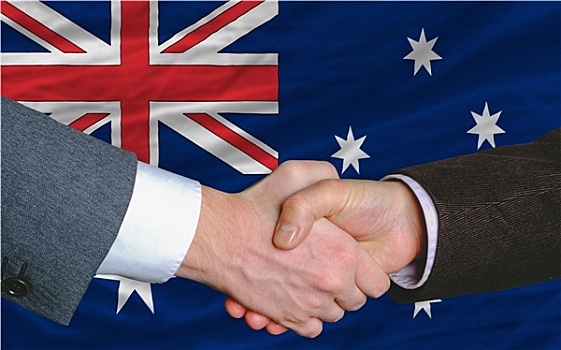 商务人士,握手,交易,正面,澳大利亚,旗帜
