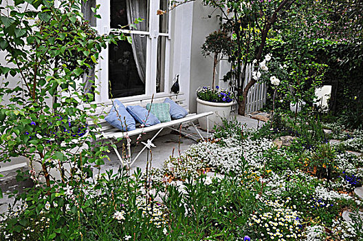 园凳,垫子,平台,户外,房子,地被植物,植物