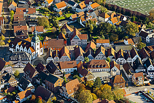 半木结构房屋,历史,老城,教堂,东方,北莱茵威斯特伐利亚,德国