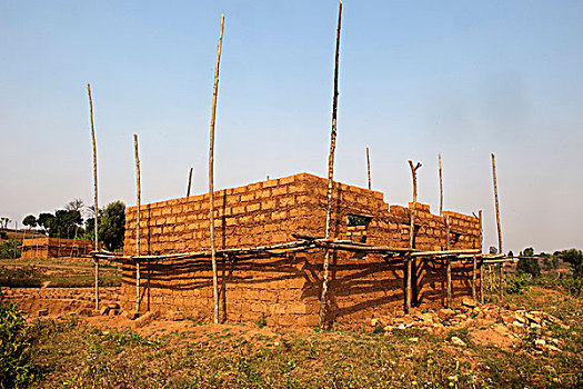 房子,泥砖,区域,卢旺达,非洲