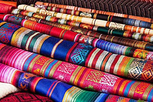 安第斯,纺织品,出售,星期六,市场,因巴布拉省,厄瓜多尔