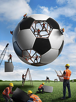 建筑工人,建筑,足球