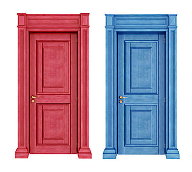 红色,蓝色,门,旧式