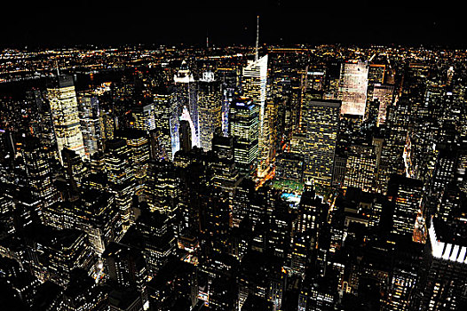 曼哈顿,风景,帝国大厦,夜晚,纽约,美国,北美