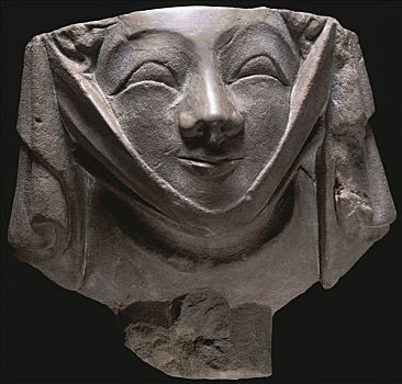 石头,形状,微笑,女僧侣,中世纪,14世纪,艺术家,未知
