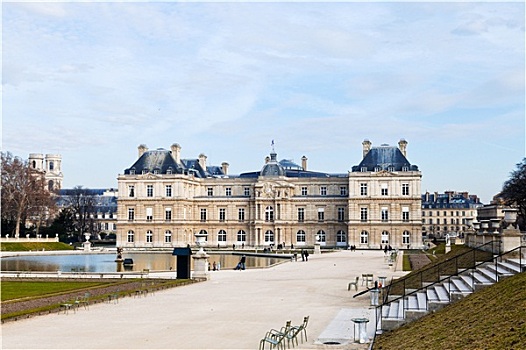 风景,卢森堡,宫殿,巴黎,早春