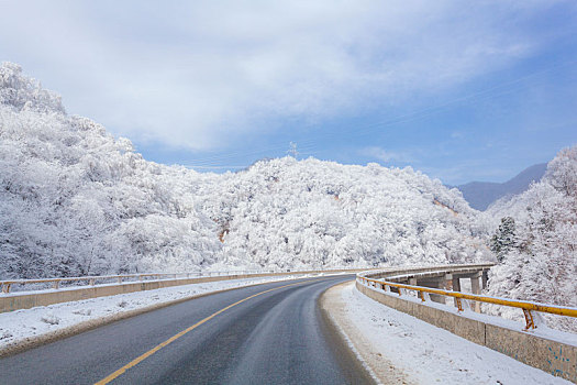 陕西,秦岭,公路,雪景