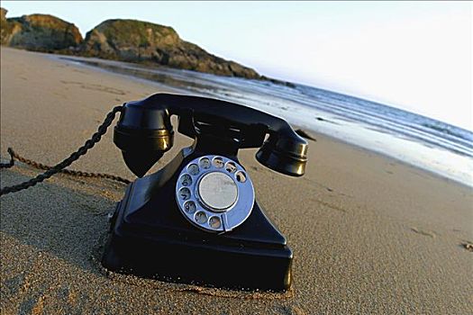 特写,电话,海滩