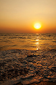 日落,上方,海洋,果阿,印度