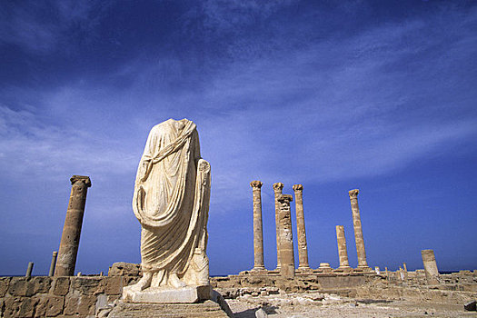利比亚,靠近,的黎波里,萨布拉塔,喷泉,二世纪,广告,雕塑