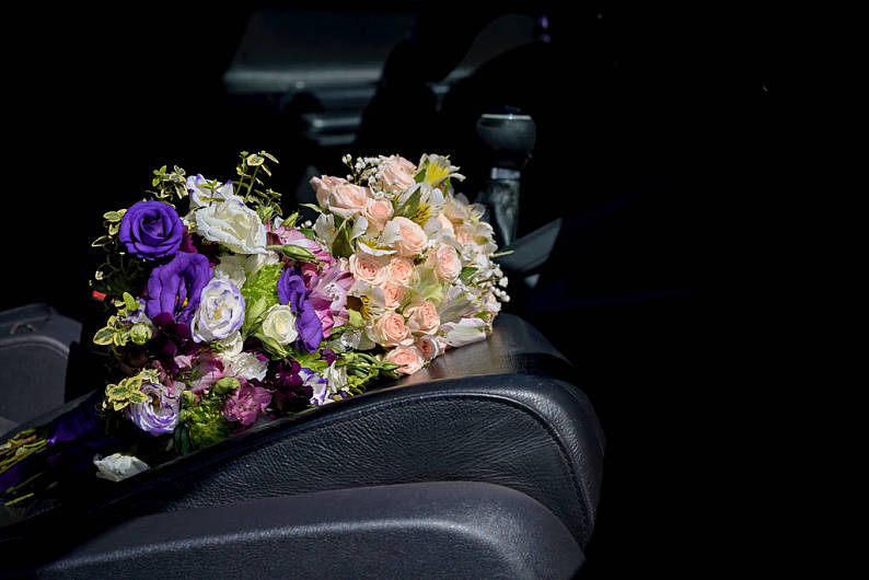 花束,婚礼,花,汽车,车座