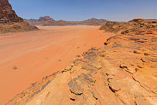 红色,沙子,石头,风景,沙漠,瓦地伦,南方,约旦